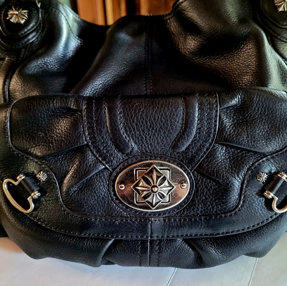 B. Makowsky Leather Satchel in Black - Picture 7 of 10